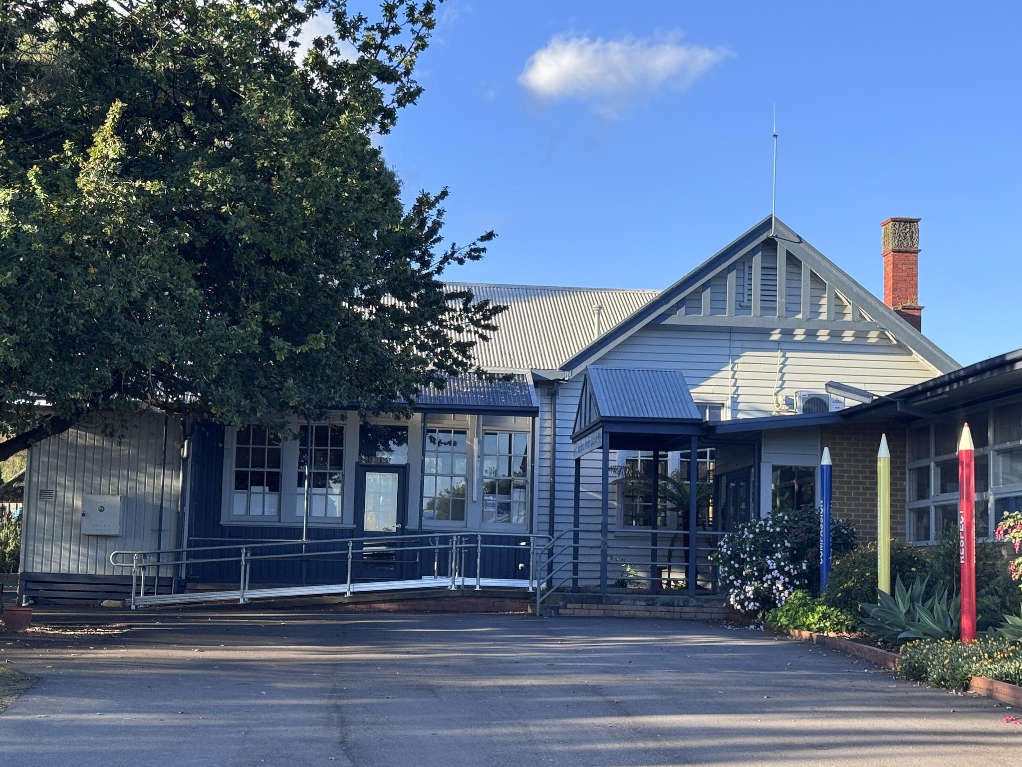 The current art room and office building.